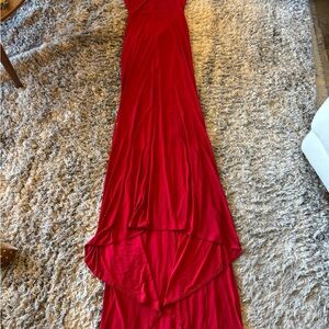 Elegant Red High-Low Women's Dress
